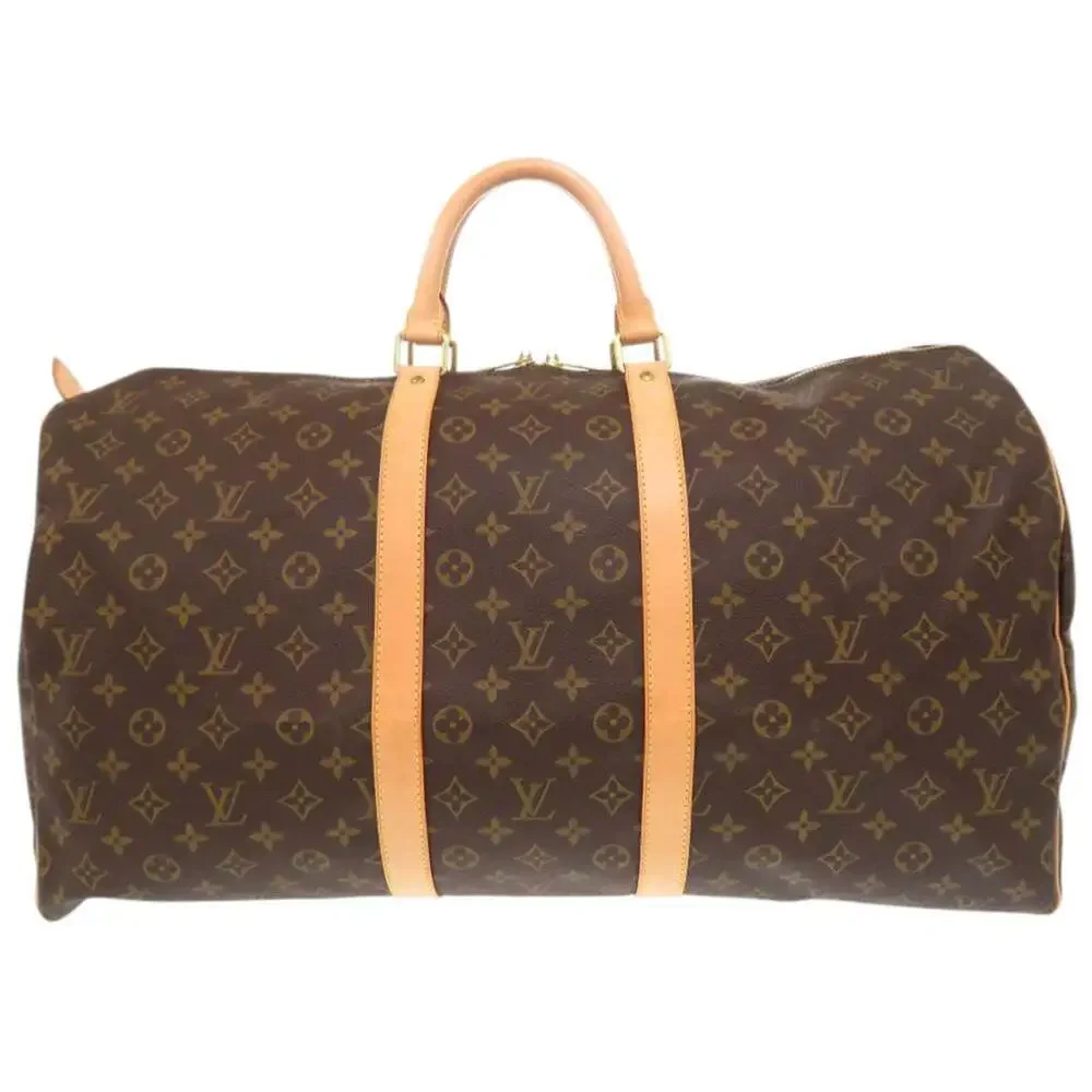 LOUIS VUITTON Authentic Brown Monogram Keepall 55 Boston Bag